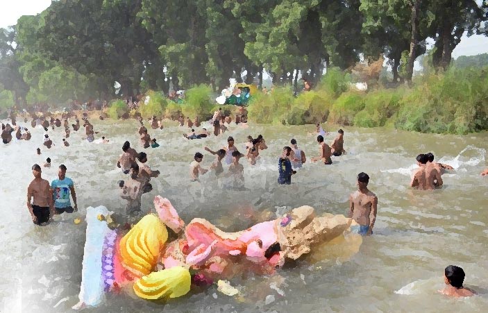 Bhimadole-Godavari-Canal-Ganesh-Nimajjanam